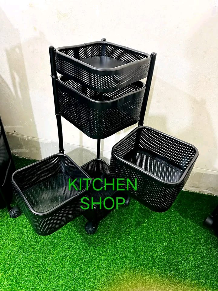 4 Leyer Square vegetable rack with still wheel